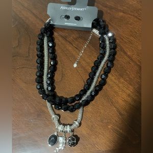 Chunky black and sterling necklace set (including black stud earrings)